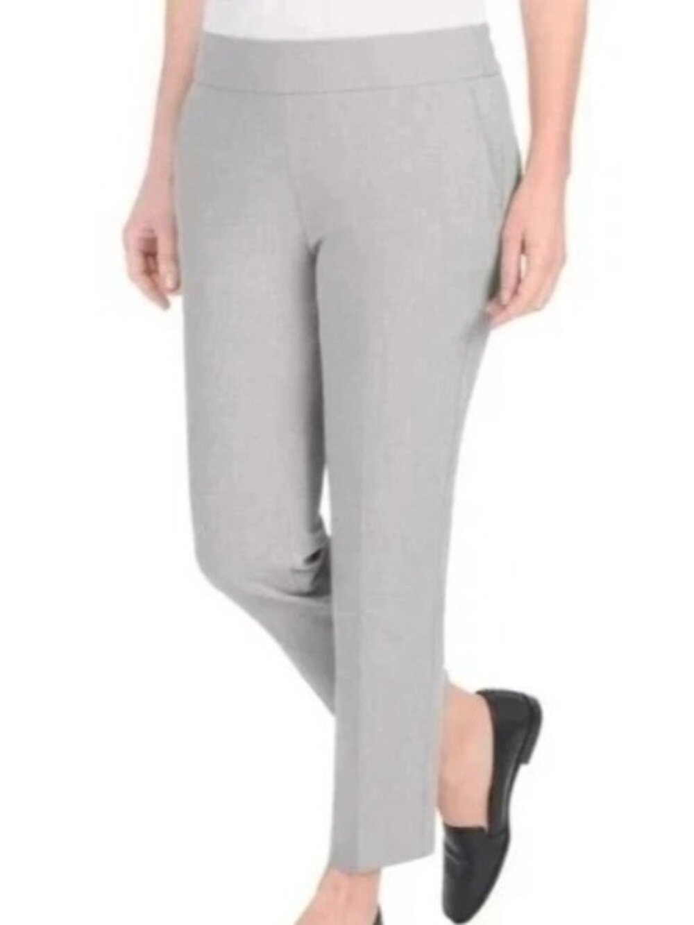 NWT Hilary Radley Women's M Gray Dress Pants 26-Inch Inseam Elastic Waist